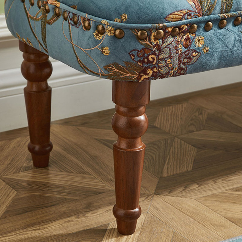 Banc rembourré bleu noisette