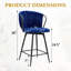 Ensemble de 2 tabourets de bar en velours tressé moderne avec structure en métal, tabouret de comptoir rembourré avec dossier en corde tissée pour îlot de cuisine, bar ou salle à manger - bleu