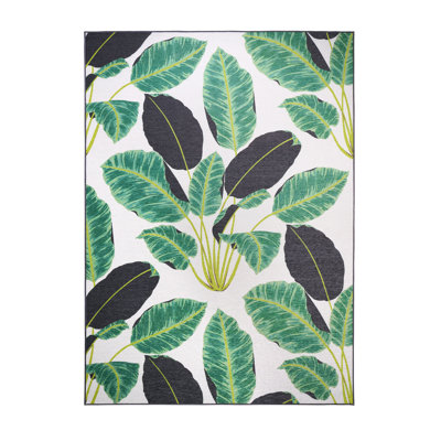 Hojas Rainforest Emerald Washable Rug - 5' x 7'