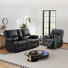 2-Piece Faux Leather Living Room Set, Modern Reclining Sofa Set With Single And Loveseat