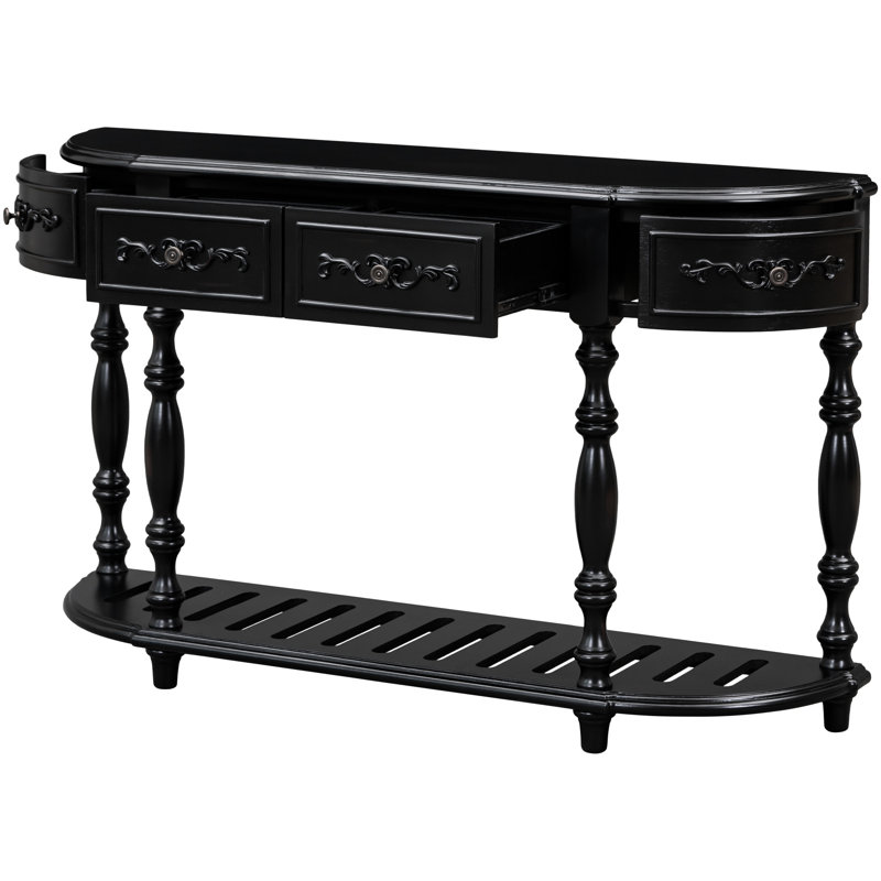 Rangement spacieux avec 4 tiroirs et 1 tablette, tiroirs de table en bois massif, décoration de salon,, Noir