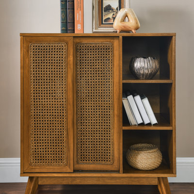 Rattan Cabinet, Mid Century Modern Cabinet, Light Wood Cabinet