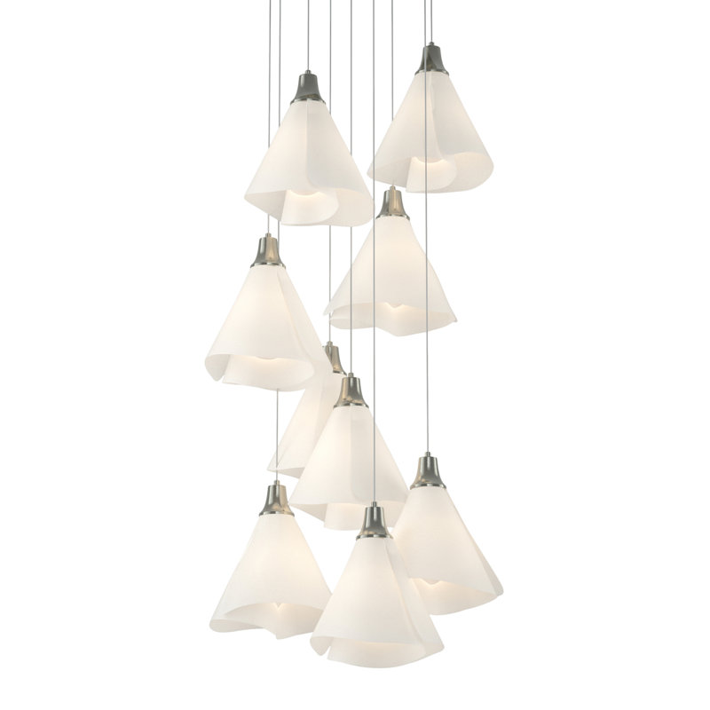 Mobius - Luminaire suspendu grappe, H 130 po x l 17,3 po x P 17,3 po, Argenté, 9