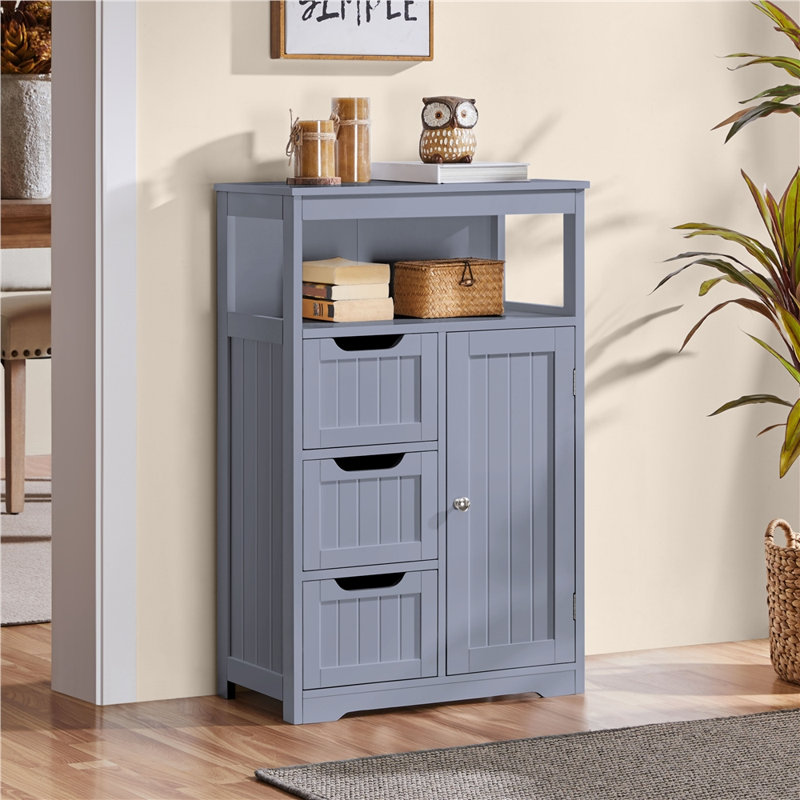 Armoire de salle de bain autoportante l 22 po x H 34,1 po x P 11,5 po Brigit, H 34,1 po x l 22 po x P 12 po, Gris