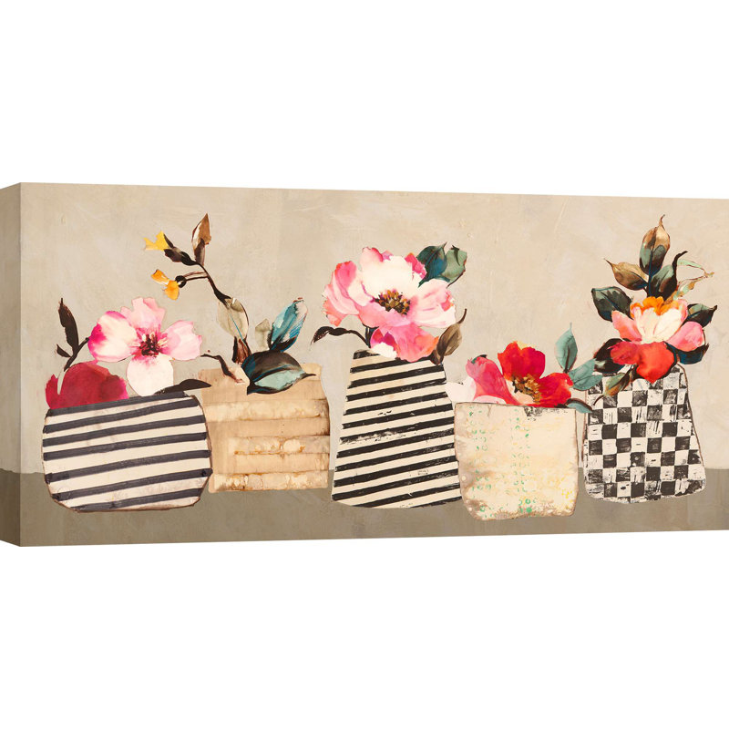 Funky Florals (detail) 1 Piece Wrapped Canvas Wall Art, 60cm H x 120cm W x 4cm D