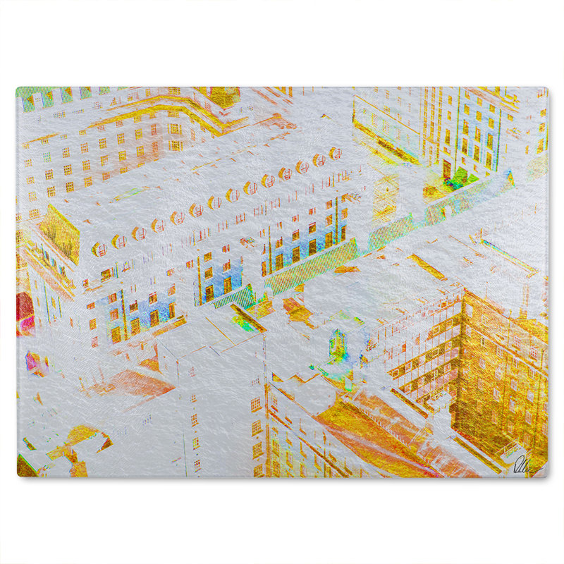 London Roof Tops Glass Chopping Board, 28cm L x 20cm W