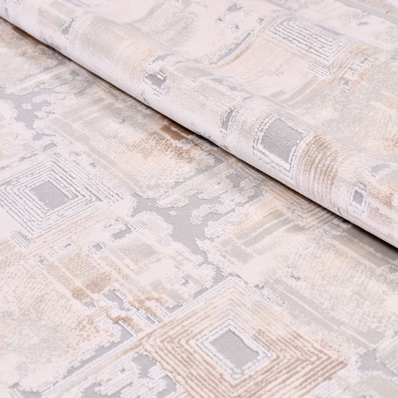 Tapis gris moderne / abstrait lavable à la machine, Tapis de couloir 3 pi 4 po x 9 pi 11 po
