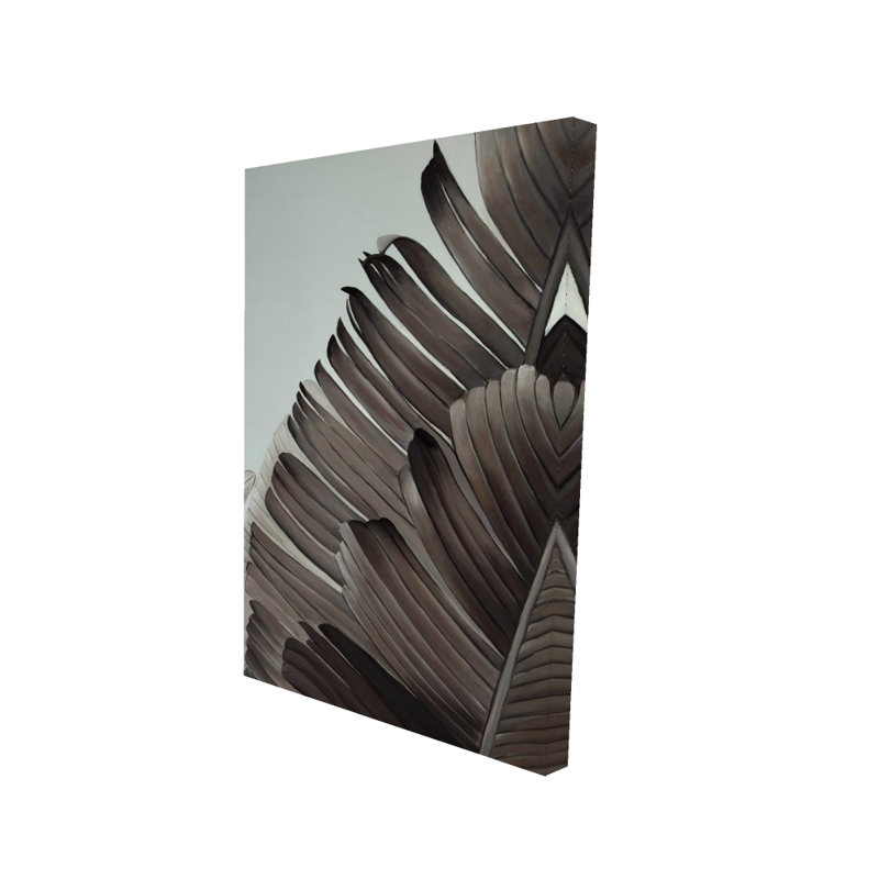Toile de feuilles tropicales en niveaux de gris | Décoration florale pour chambre à coucher