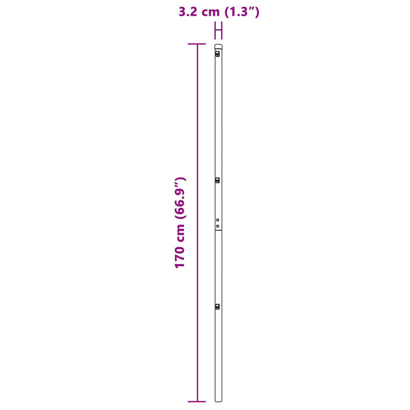 170 cm H x 3.2 cm W Steel Fencing Kits Fencing