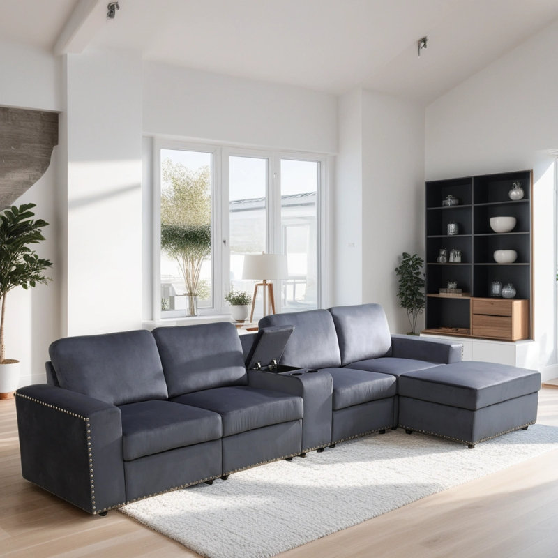 Canapé modulaire 6 pièces Merriman, Microfibre/microsuède gris