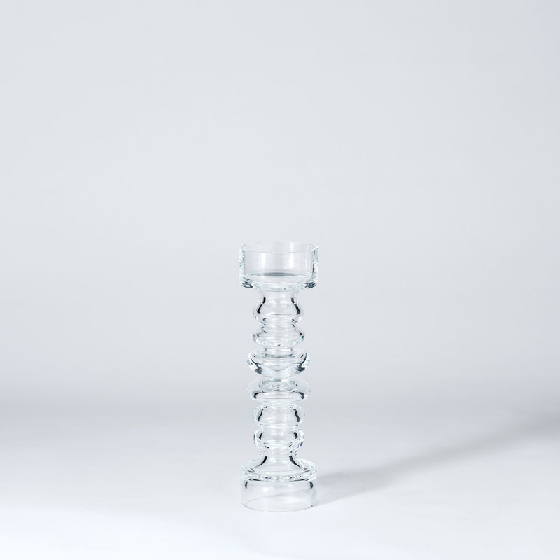 Glass Ribbed Candleholder/Vase, 13' H x 4" W x 4" D