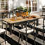 Table de salle à manger extensible 35,5 "à 71" pour 4 à 6 personnes, table de patio en aluminium avec plateau en grain de bois à lattes, finition naturelle, résistante aux intempéries