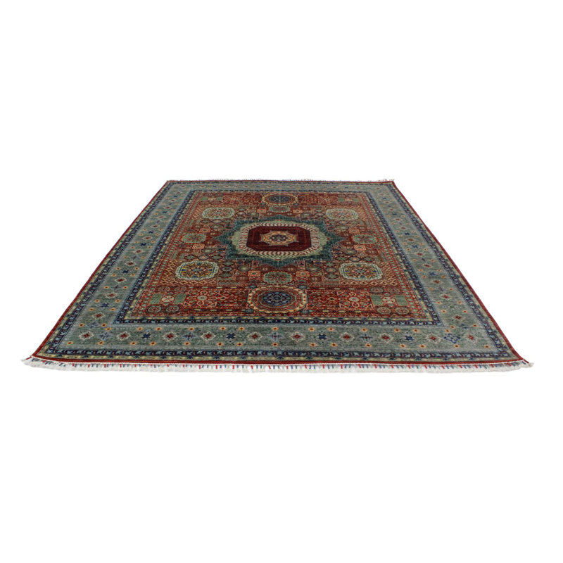 Tapis tribal turc rouge et vert 8 x 10