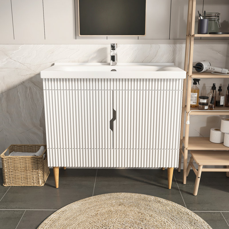 Sahra Single Bathroom Vanity with Ceramic Basin, 100cm, White