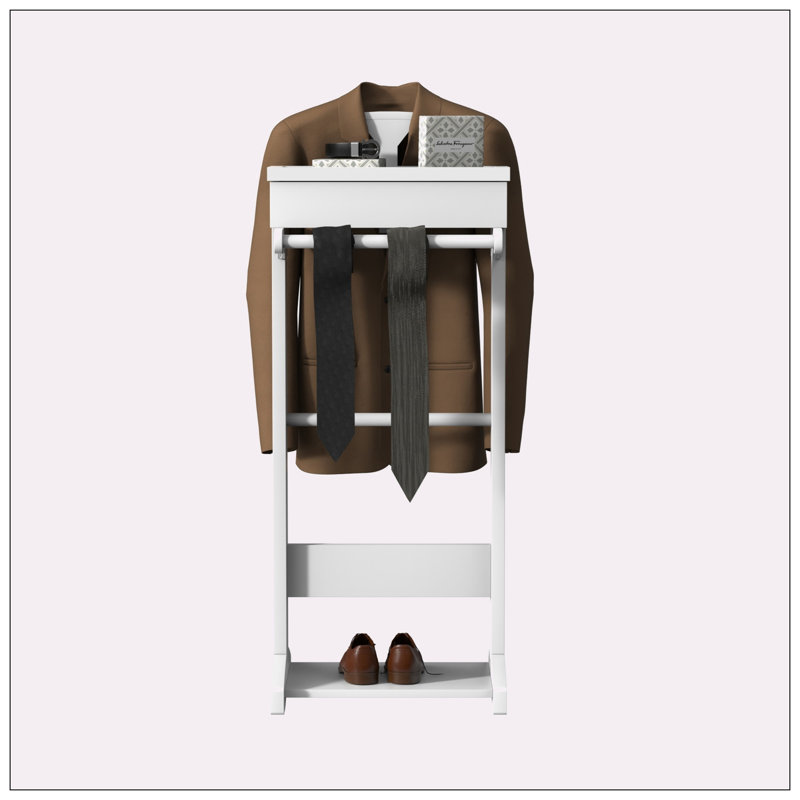 Portemanteaux portatifs avec porte-vêtements, Blanc