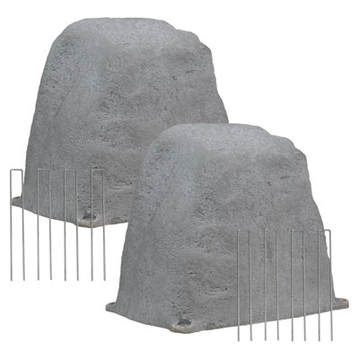 Ensemble de 2 roches artificielles plates à sommet plat avec piquets