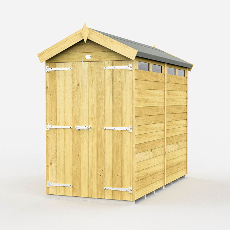 4ft x 8ft Apex Security Shed - Double Door