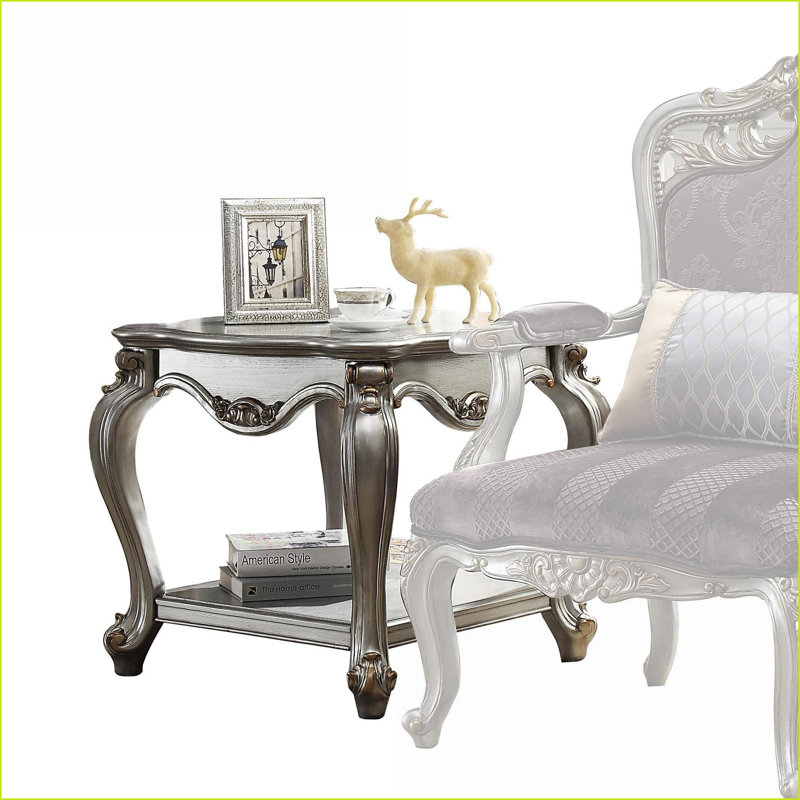 Table basse carrée antique avec tablette rectangulaire et amp; Rangement supplémentaire pour le salon