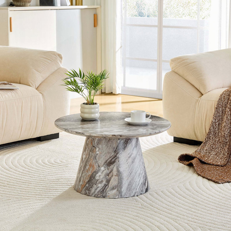 Table basse 23,6 po en bois aggloméré à grain de bois - H 13,8 po, surface en placage texturé, conception peu encombrante pour les appartements ou les dortoirs