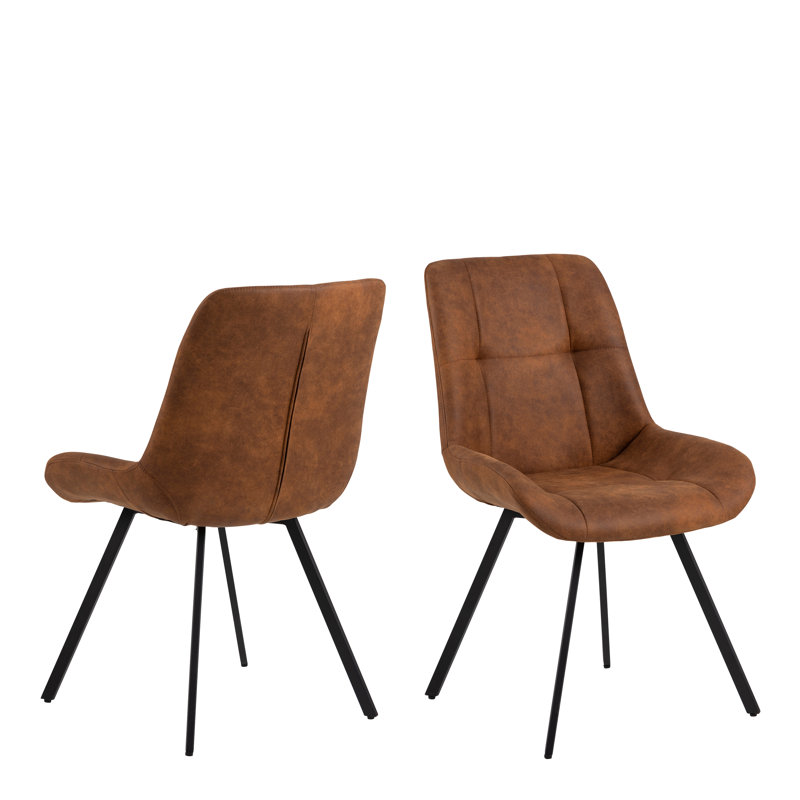 Mangine 47cm H Tufted Upholstered Side Chair, Brown Fabric