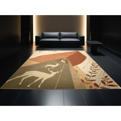 Tapis beige moelleux moelleux au look rustique rétro Edgemont Country