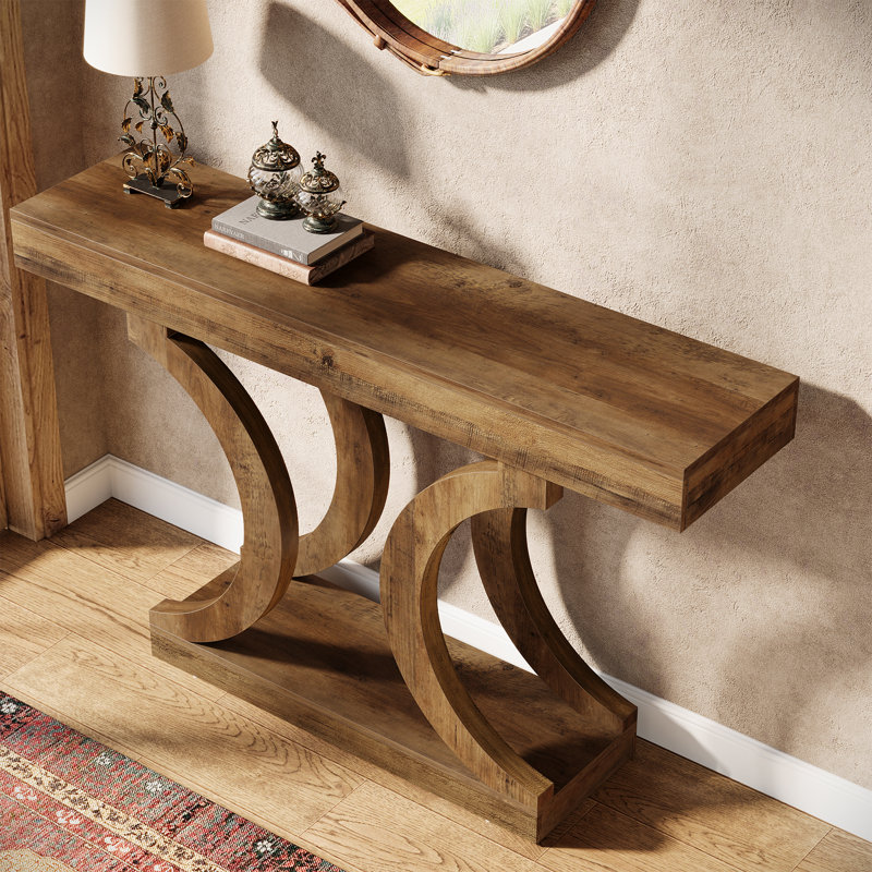 Console 43,31 pouces pour le vestibule, table de ferme en bois, Rustic Brown