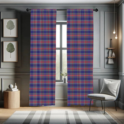Plaid Semi-Sheer Rod Pocket Curtain Panels