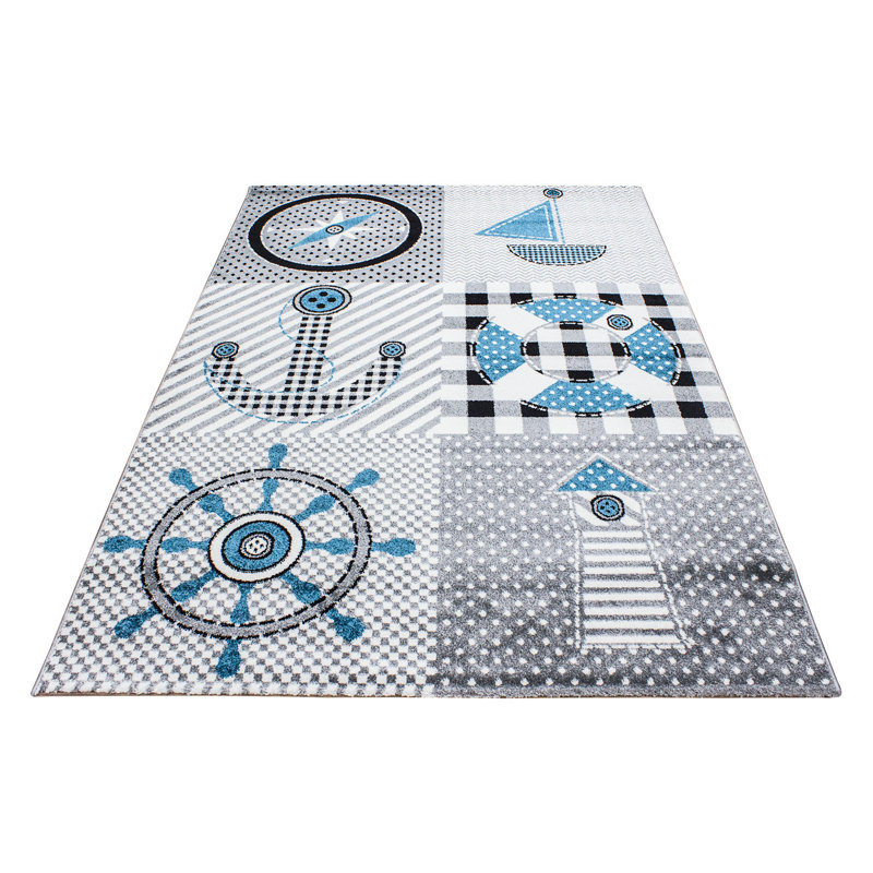 Orville Nautic Grey Rug, Rectangle 80 x 150cm