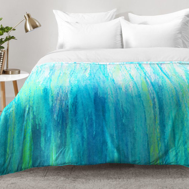 Ensemble d'édredon aquarelle bleue, Édredon pour lit simple TG + 1 taie décorative