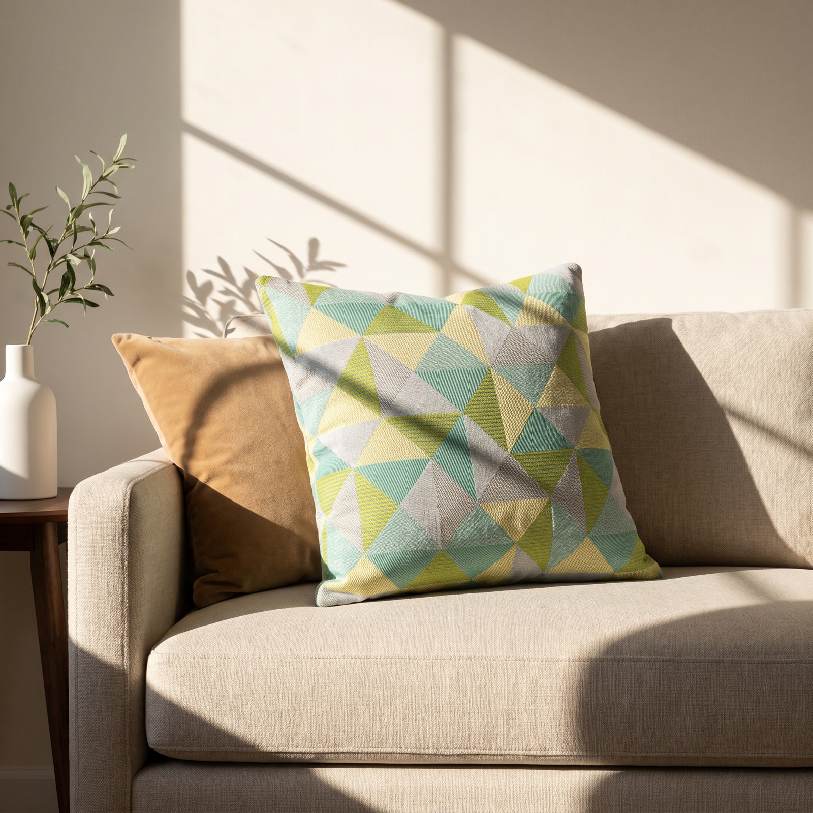 Pacifica Geometric Indoor/Outdoor Throw Pillow, Ruskin Lagoon, 18"H x 18"W