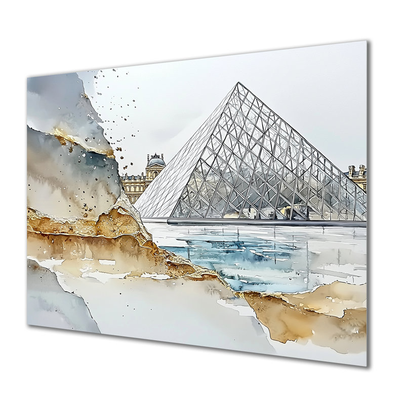 «Abstract Louvre Reflections Landscape I - France», impression murale en métal, H 12 po x l 20 po