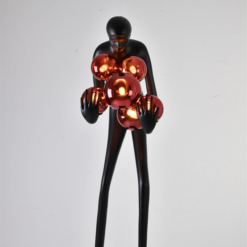 75'' Black Novelty Floor Lamp, Red