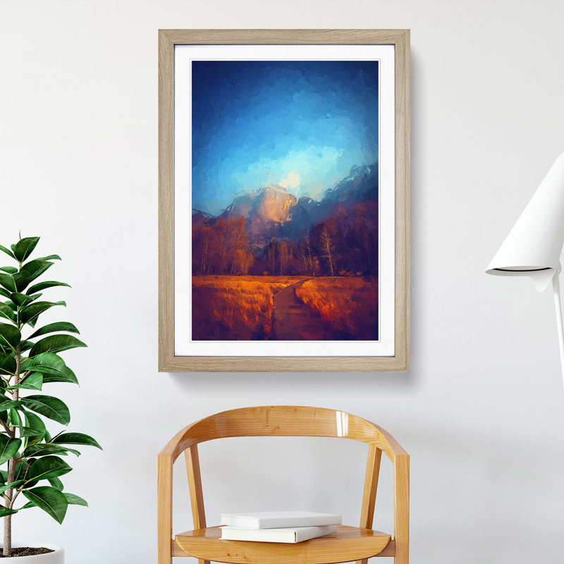 Mountain Path in Abstract - Framed Print, 36cm H x 27cm W x 2cm D, Oak Framed