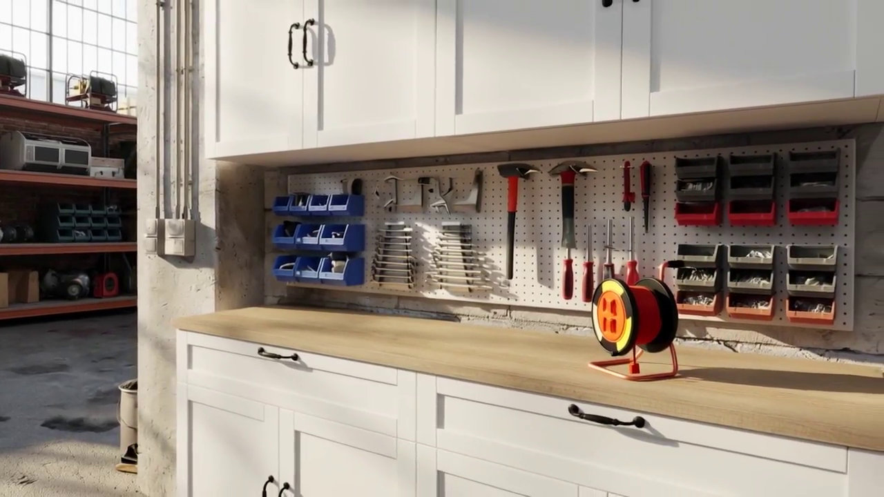Latitude Run® Split 8 Door 2 Drawer Garage Cabinet With Worktop