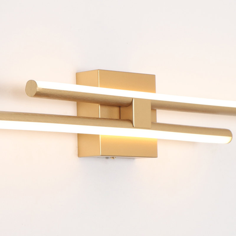 Keyli 2-Light 24 Inch LED Vanity Light Bath Bar Dimmable Linear Wall Sconces, Gold