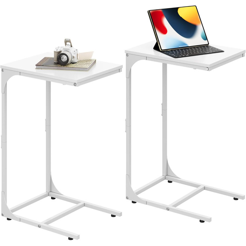 Ensemble de 2 tables d'appoint en forme de C, tables d'appoint robustes à structure métallique, design compact pour le salon et la chambre à coucher