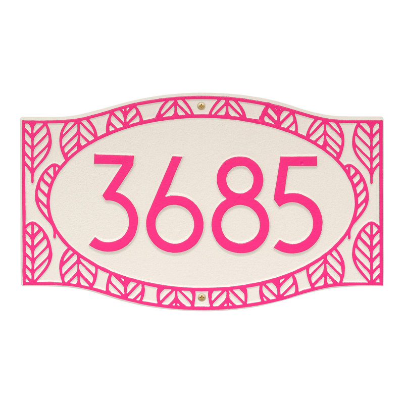 Frond Neohaus 1-Line Personalized Wall Address Plaque, Stucco/Magenta, Yes