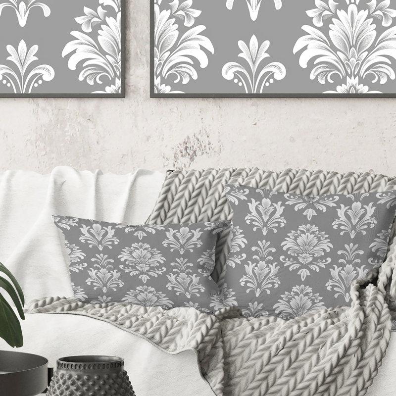 Coussin lombaire gris damassé Glamour Charm II