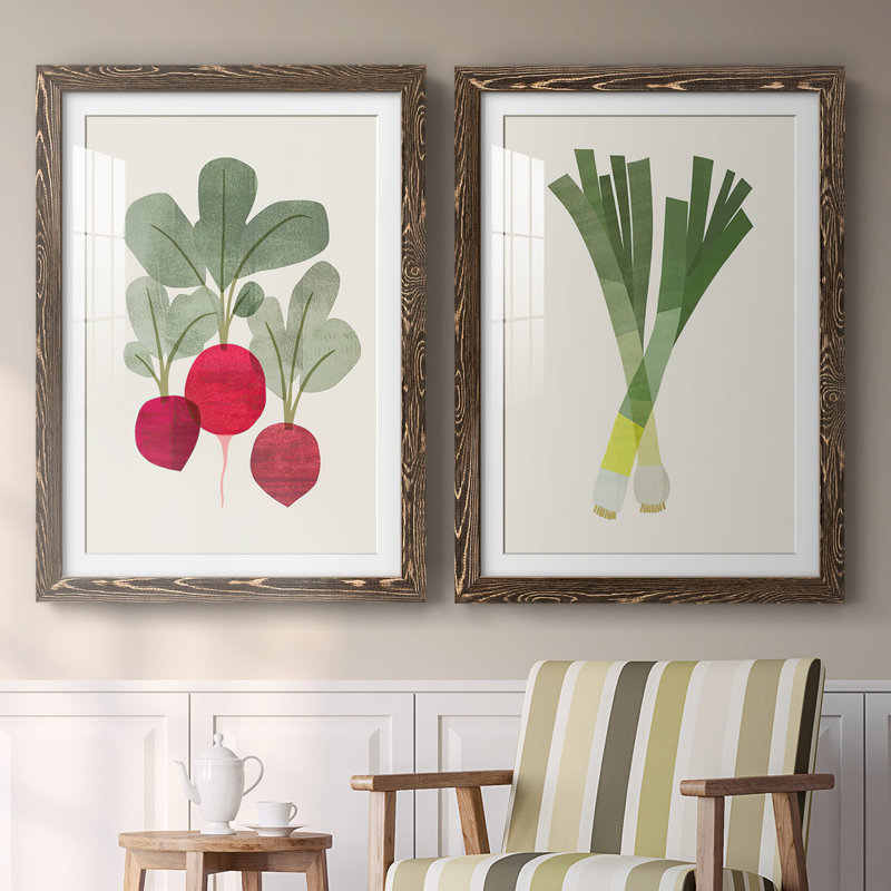 «Organic Veg I», reproduction encadrée de qualité supérieure - prête à être accrochée, H 31,5 po x l 88 po x P 1,5 po, Noyer