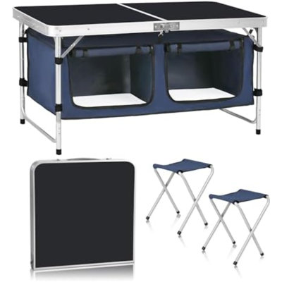 Table de camping pliante en aluminium avec pieds réglables pour la plage pliable, la cour, le barbecue, la fête et le pique-nique