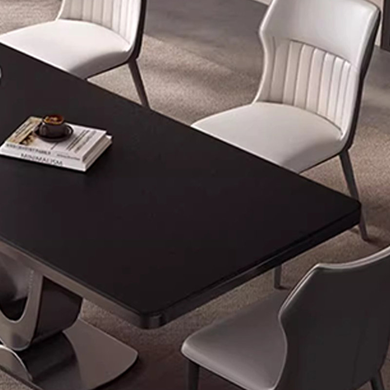 Nouvelle table et chaise de salle à manger rectangulaire simple, Noir, noir, noir, noir, H 29,5 po x L 70,8 po x l 35,4 po