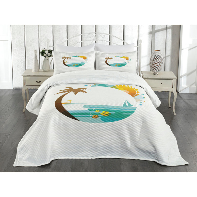 White Quilted Queen Bedspread Set with Pillow Shams