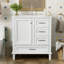 Ensemble de meuble-lavabo moderne avec ensemble lavabo 30 po, meuble-lavabo moderne avec porte à fermeture douce et 3 tiroirs, structure en bois massif (blanc)-2017991957