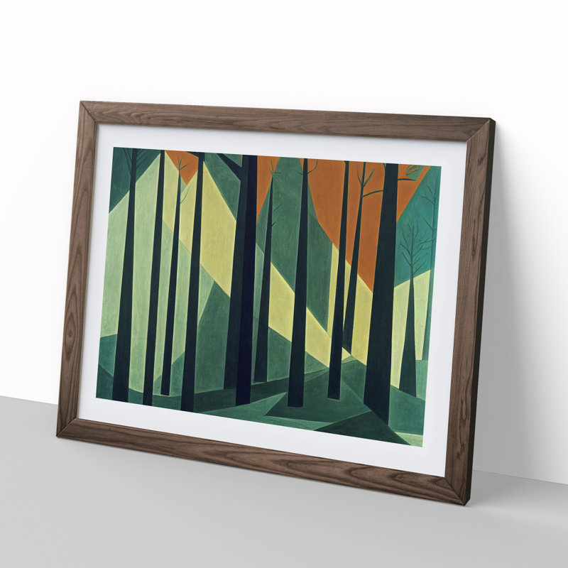 Resplendent Forest - Single Picture Frame Painting, 25cm H x 34cm W x 2cm D, Walnut Framed