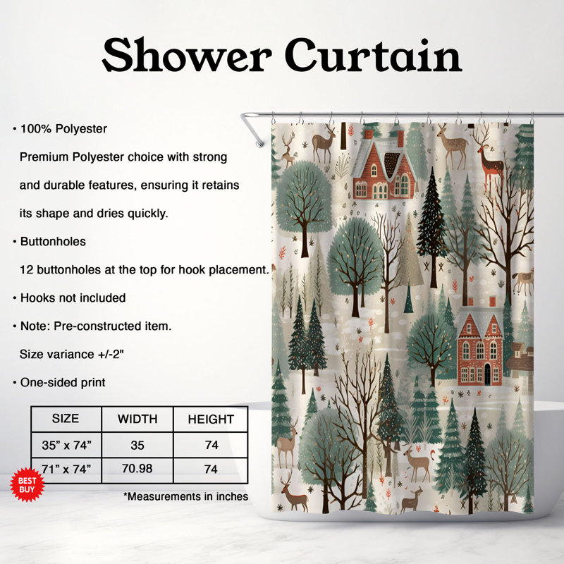 Yule Village - Rideau de douche Premium, H 74 po x l 71 po