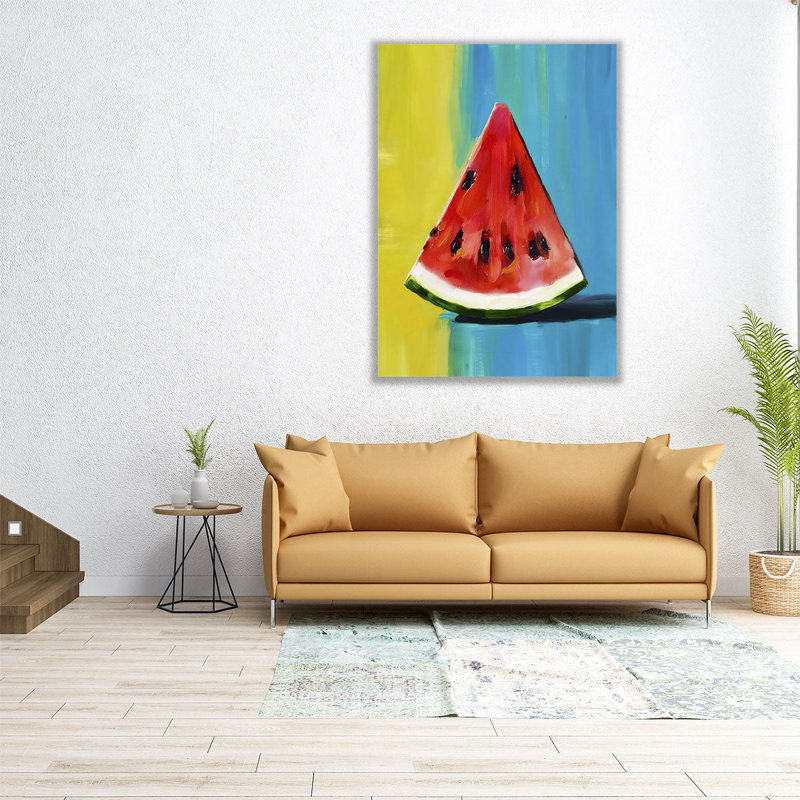 Watermelon Slice - reproduction d'art sur toile, H 32 po x l 24 po