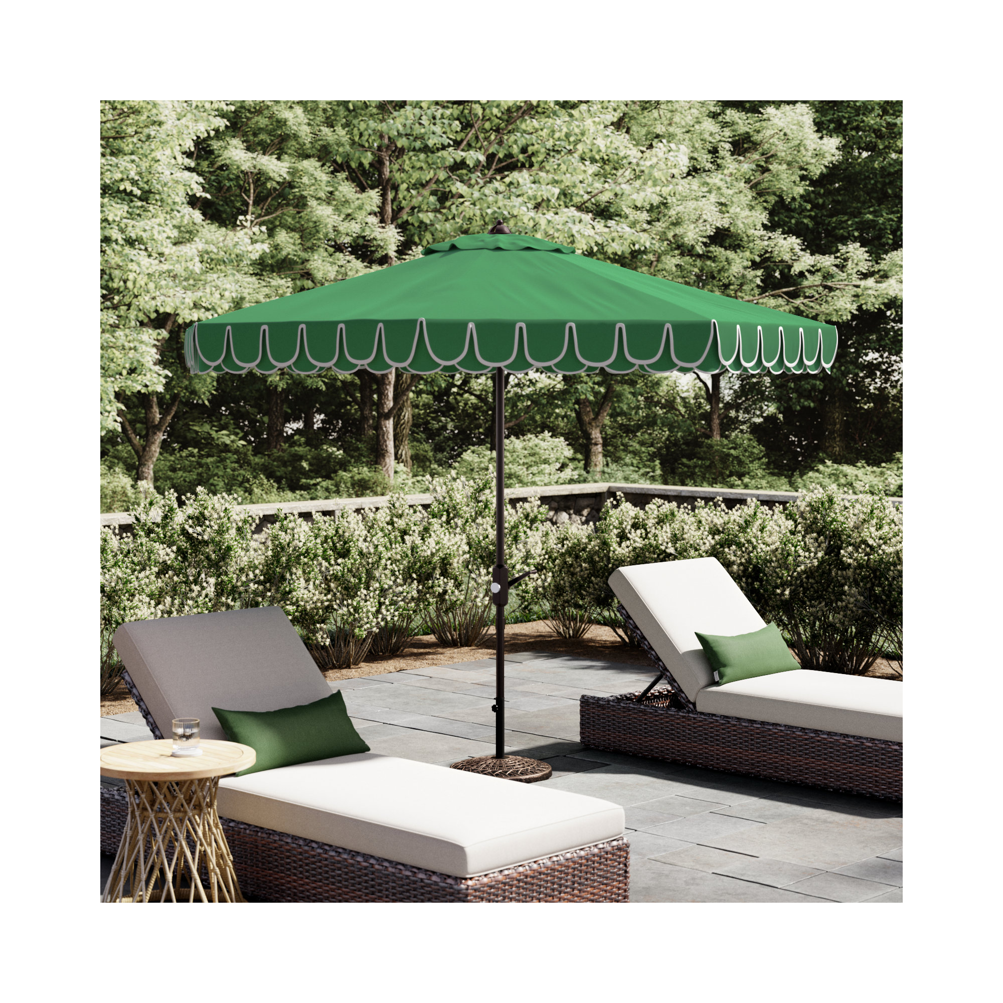 Iago Outdoor Umbrella, Brown, Ivory/Black
