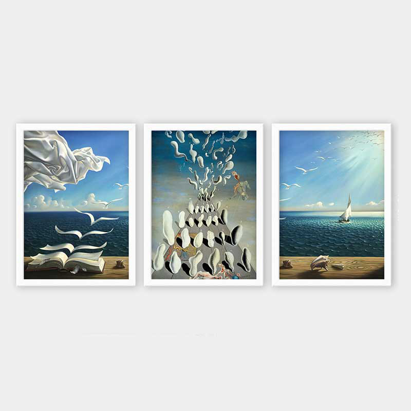 Ensemble de 3 peintures élégantes encadrées décoratives, 13,8 x 17,7 pouces chacune | 100% bois avec cadre 100% polystyrène (épaisseur: 0,8 pouce) | Impression numérique UV, parfaite pour le salon et la décoration intérieure