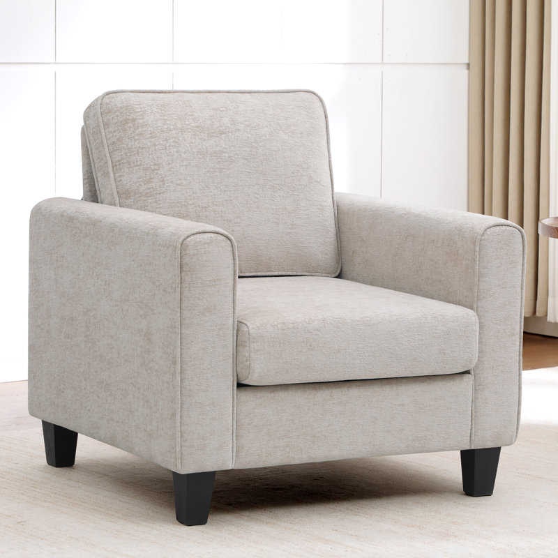 Mid-Century Accent Chairs Featuring Wide Backrest, Khaki
