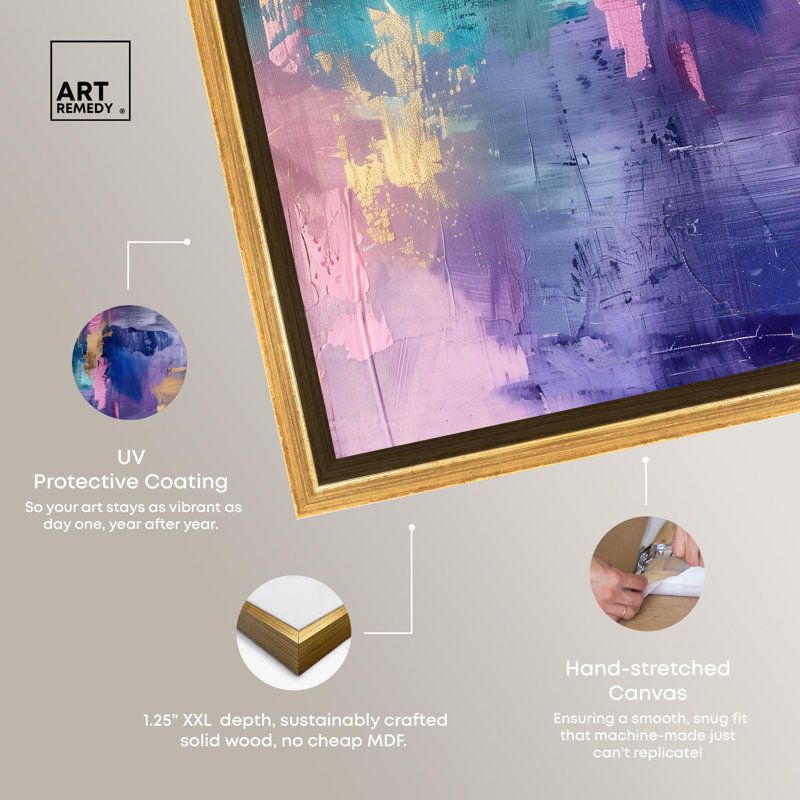 Beautiful Jewels Abstract Canvas Wall Art with Gold Frame